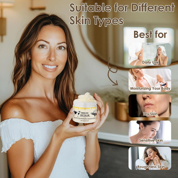 2 Pack Whipped Beef Tallow for Skin Organic Grass Fed Honey Moisturizer - Picture 7 of 12